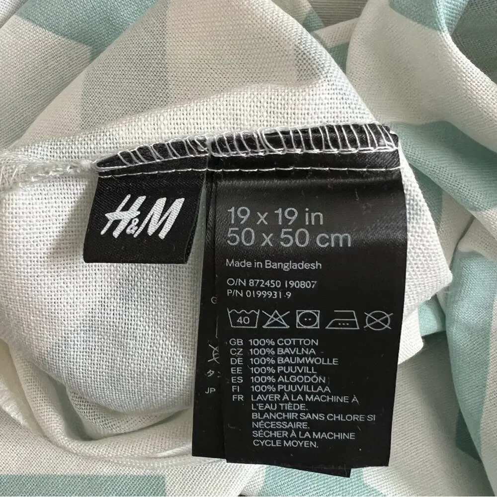 2x H&M Home Light Blue Ivory White Chevron Stripe Throw Pillow Covers